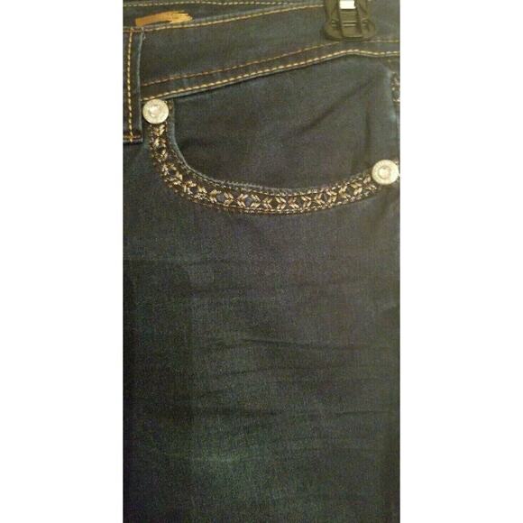 Seven 7 Women Bling Legging Jegging Jeans Blue w/ Gold Metallic Thread size 8 - Picture 8 of 9